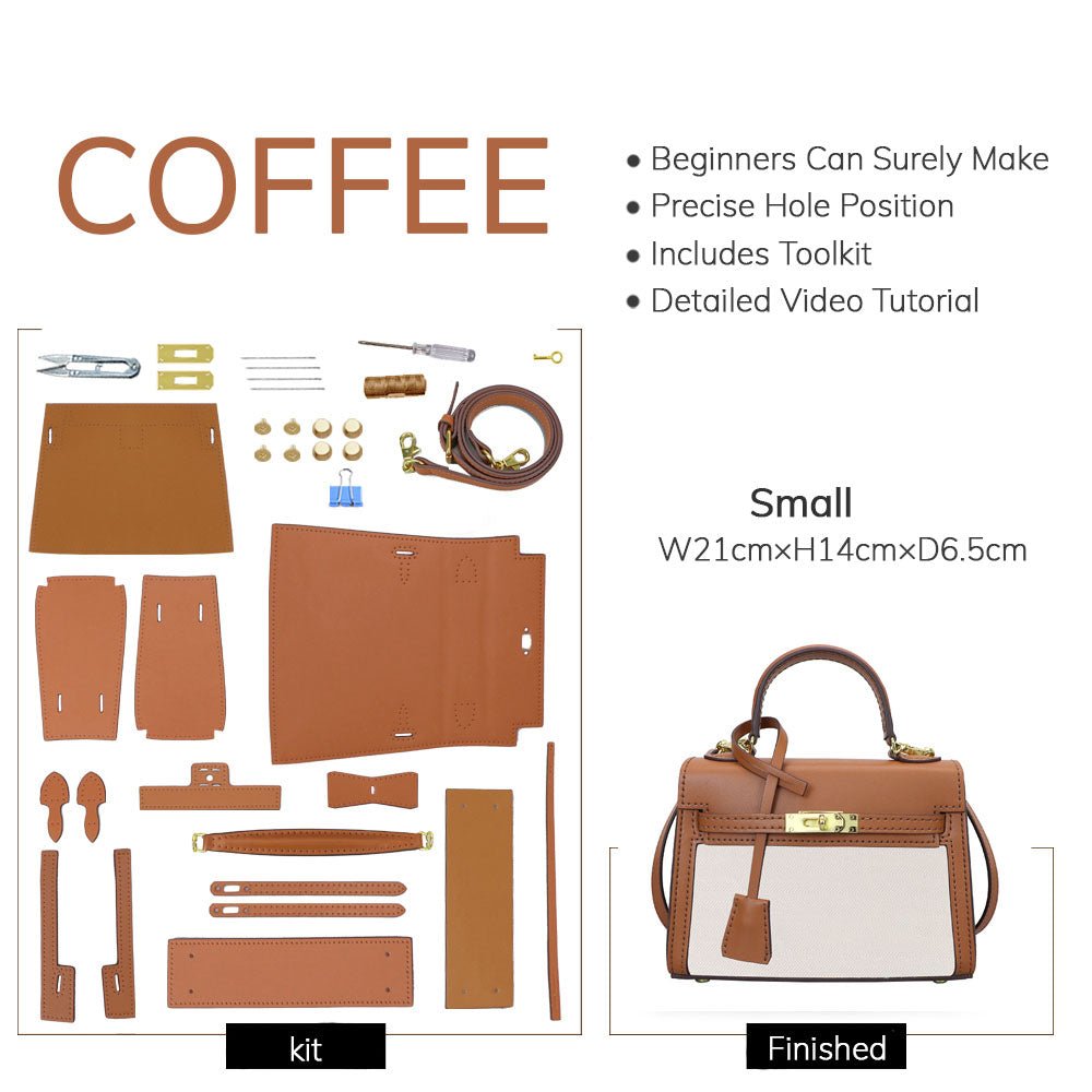 DIY Customizable Panel Kelly - Style Bag Kit – Babylon Leather - Babylon LeatherBabylon LeatherSYR06 - Coffee - Small & Self - Adhesive Glue - Color - Matched