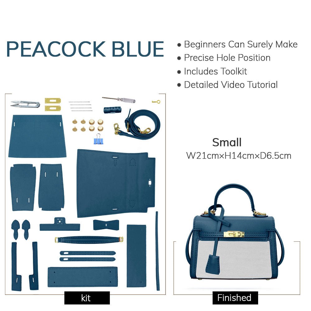 DIY Customizable Panel Kelly - Style Bag Kit – Babylon Leather - Babylon LeatherBabylon LeatherSYR06 - Peacock Blue - Small & Self - Adhesive Glue - Color - Matched
