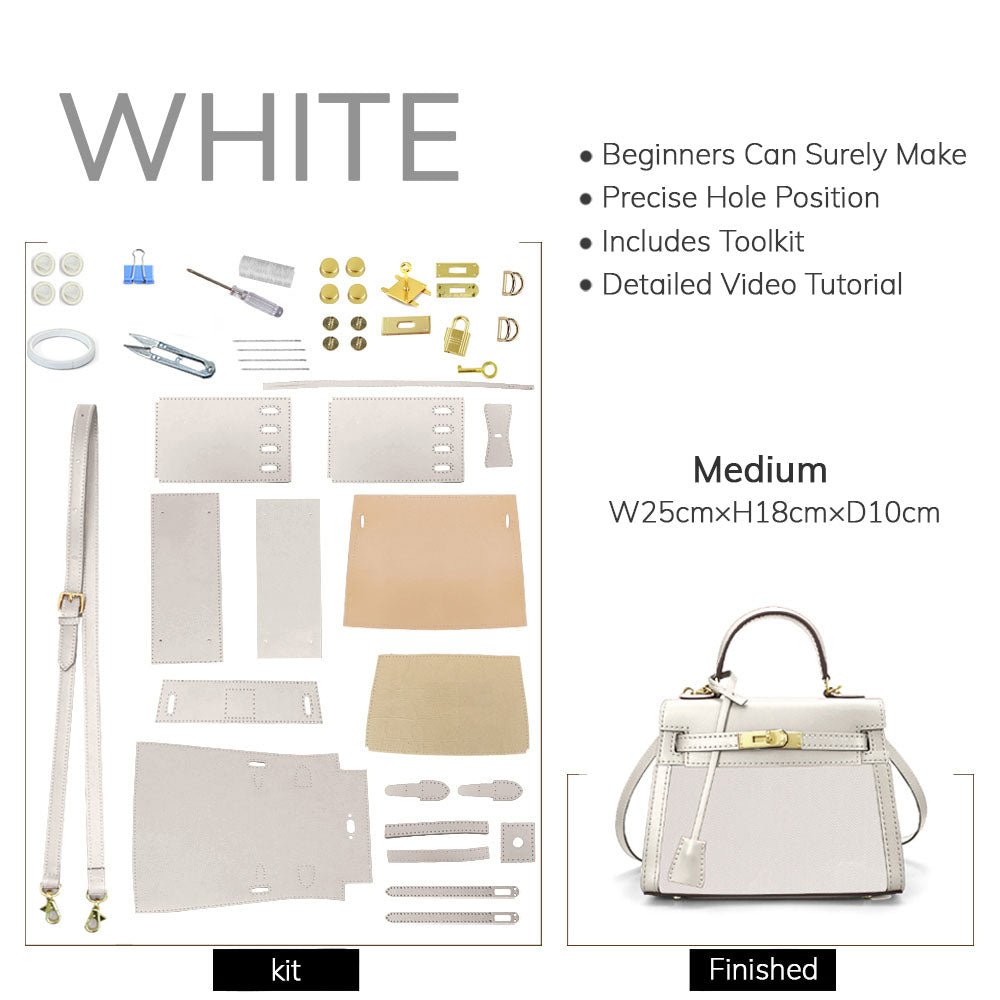 DIY Customizable Panel Kelly - Style Bag Kit – Babylon Leather - Babylon LeatherBabylon LeatherSYR06 - White - Medium & Self - Adhesive Glue - Color - Matched