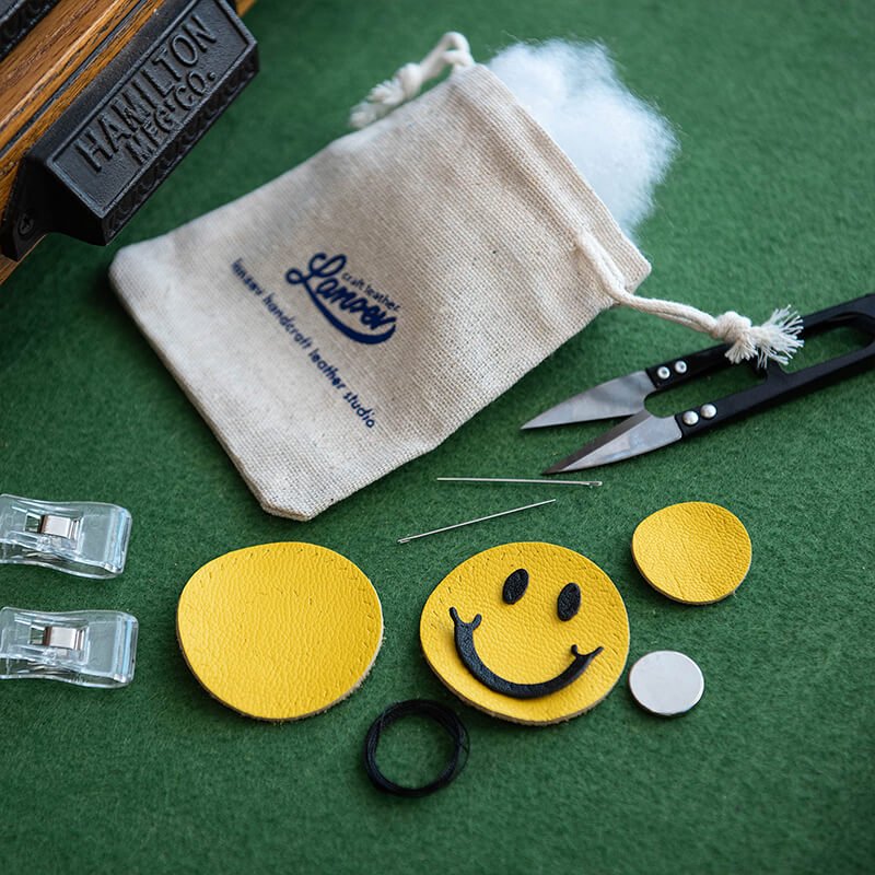 DIY Leather Smiley Fridge Magnet Kit – Babylon Leather - Babylon LeatherBabylon LeatherLZ85-Yellow-Magnetic Closure