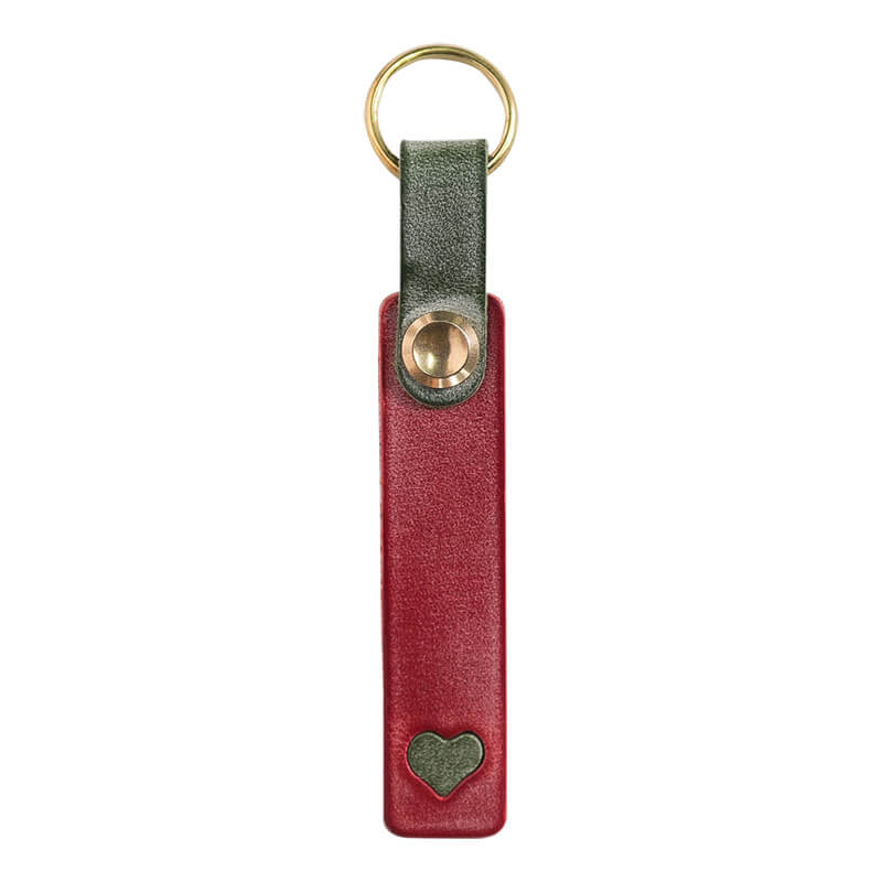 DIY Matte Waxed Leather Couple Heart Keychain with Custom Engraving – Babylon Leather - Babylon LeatherBabylon LeatherLZ76-Red