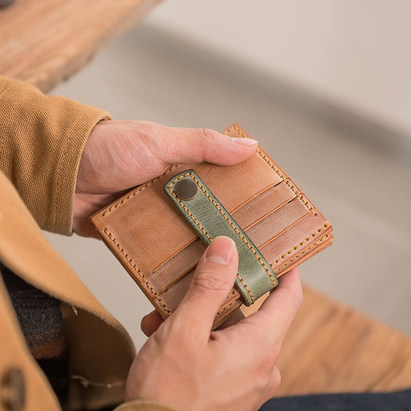 DIY Men’s Wallet Kit in Fog Wax Leather – Babylon Leather - Babylon LeatherBabylon LeatherLZ01 - Fog Wax - Brown & Green