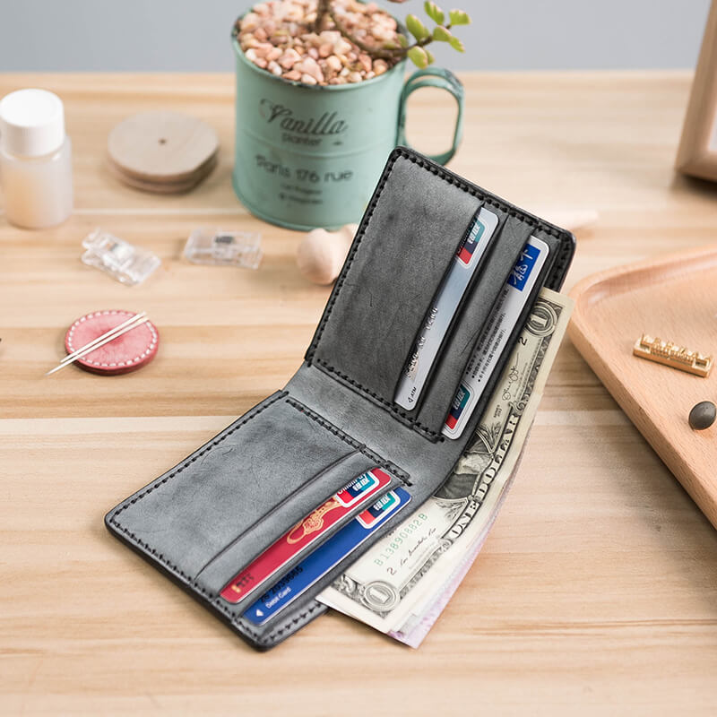 DIY Wallet for Him Leather Mens Wallet – Babylon Leather - Babylon LeatherBabylon LeatherLZ03 - Black - Fog Wax Leather - Card Slot
