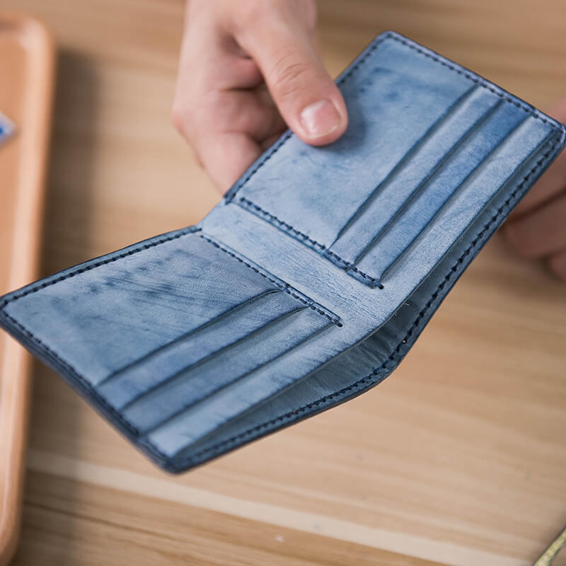 DIY Wallet for Him Leather Mens Wallet – Babylon Leather - Babylon LeatherBabylon LeatherLZ03 - Blue - Fog Wax Leather - Card Slot