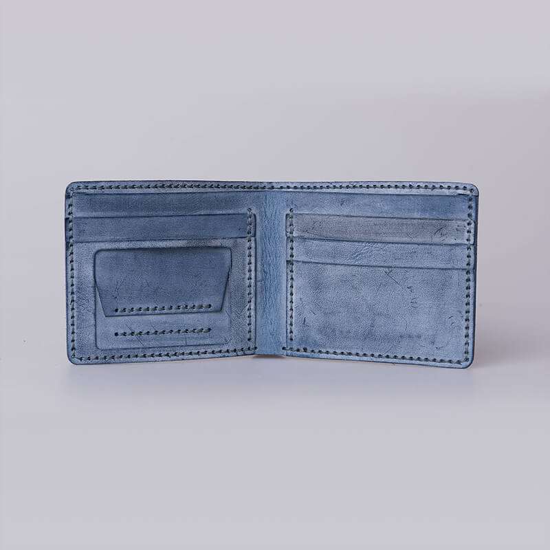 DIY Wallet for Him Leather Mens Wallet – Babylon Leather - Babylon LeatherBabylon LeatherLZ03 - Blue - Fog Wax Leather - With ID Window