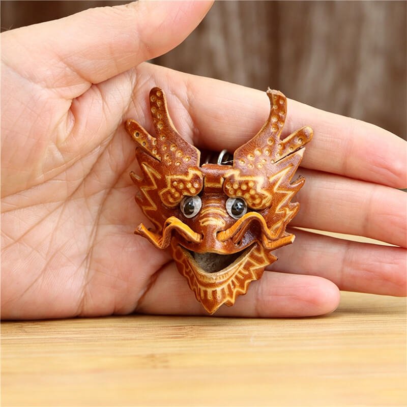 Dragon Head Leather Bag Charm – Babylon Leather - Babylon LeatherBabylon LeatherLLZ124-Brown
