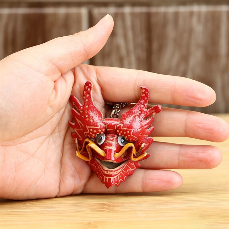 Dragon Head Leather Bag Charm – Babylon Leather - Babylon LeatherBabylon LeatherLLZ124-Red