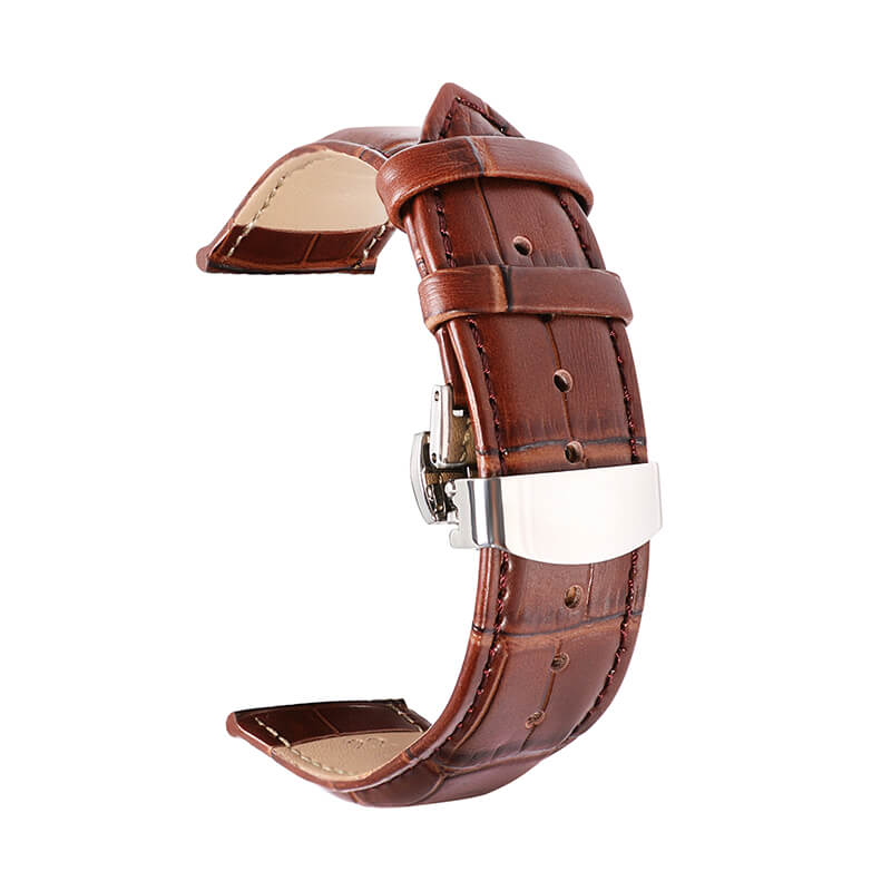 Bamboo-Textured Top Grain Leather Watch Strap with Deployant Clasp – Babylon Leather