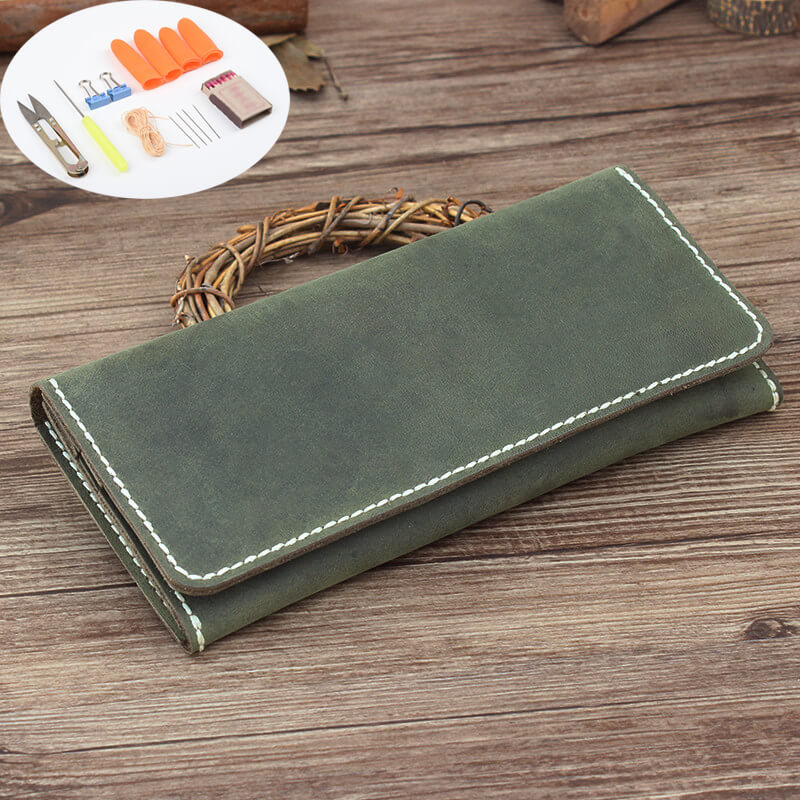 Long Multi-Card Wallet Crazy Horse Leather DIY Kit – Babylon Leather