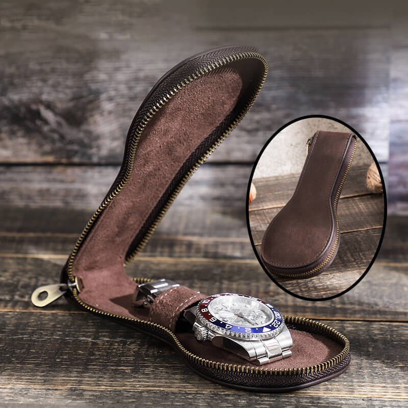 Crazy Horse Leather Zippered Single Watch Case – Babylon Leather
