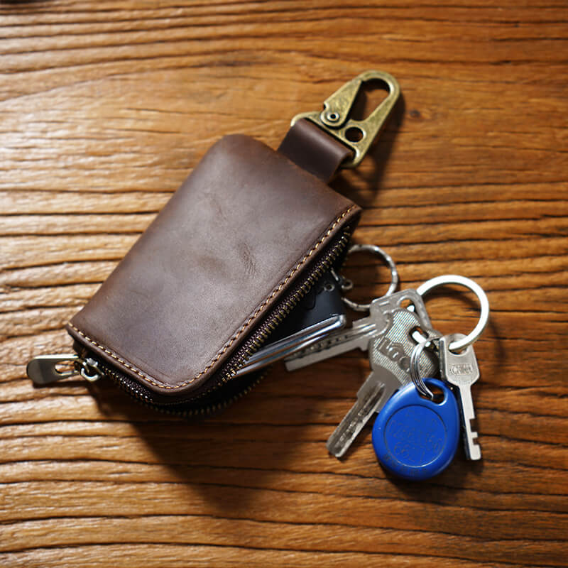 Zip Coin Pouch with Keyring – Babylon Leather