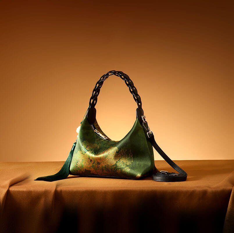 Elegant Satin Finish Silk Evening Handbag for Women – Babylon Leather - Babylon LeatherBabylon LeatherTX005-Green
