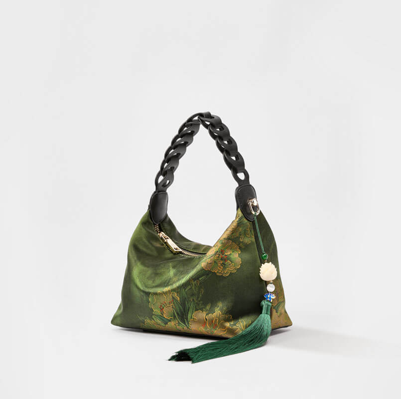 Elegant Satin Finish Silk Evening Handbag for Women – Babylon Leather - Babylon LeatherBabylon LeatherTX005-Green