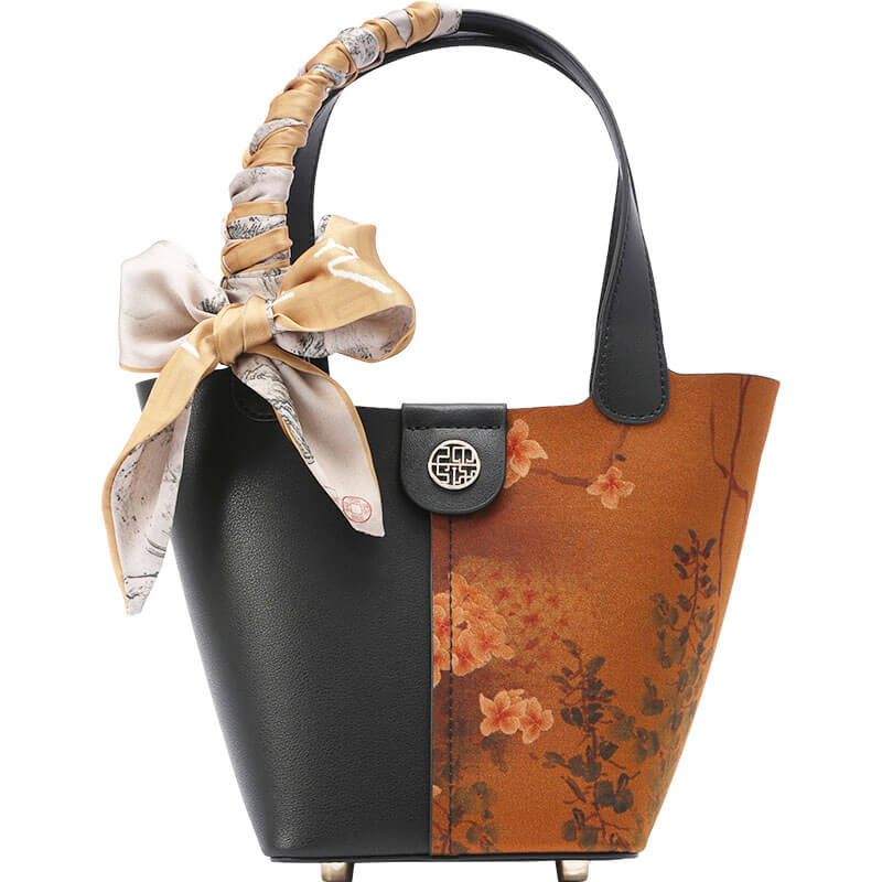 Elegant Soft Silk Accents Leather Picotin Bag – Babylon Leather - Babylon LeatherBabylon LeatherTX009-Black