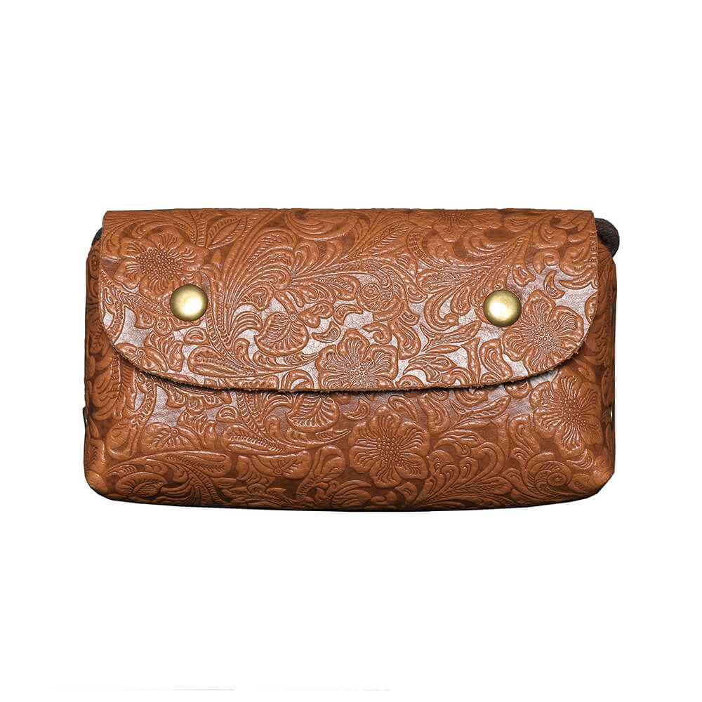 Embossed Mini Leather Shoulder Compact Phone & Coin Purse – Babylon Leather - Babylon LeatherBabylon LeatherLJ133-Black