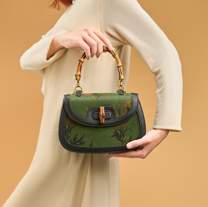 Enduring Grace Leather and Silk Handbag – Babylon Leather - Babylon LeatherBabylon LeatherTX011-Green