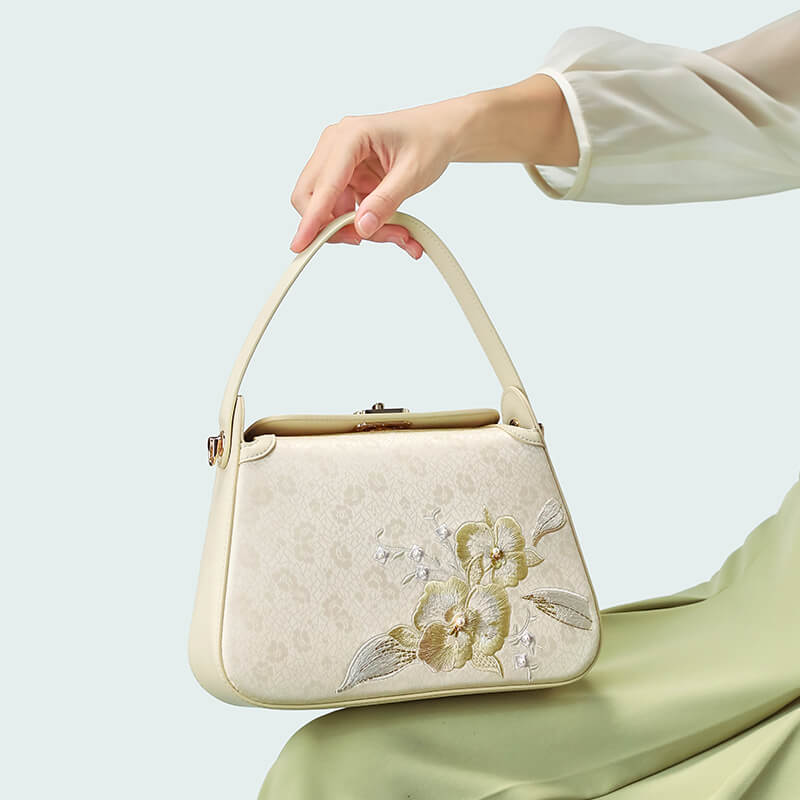 Ethereal Poise Leather and Silk Handbag Handbag – Babylon Leather - Babylon LeatherBabylon LeatherTX206-Light Yellow