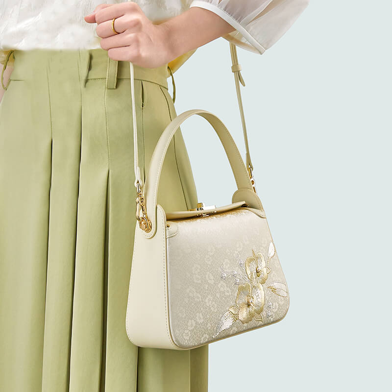 Ethereal Poise Leather and Silk Handbag Handbag – Babylon Leather - Babylon LeatherBabylon LeatherTX206-Light Yellow