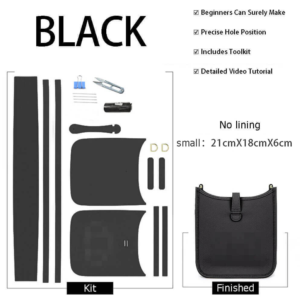 Evelyne Bag DIY Kit – Babylon Leather - Babylon LeatherBabylon LeatherSY82-Black-Color-Matched-S