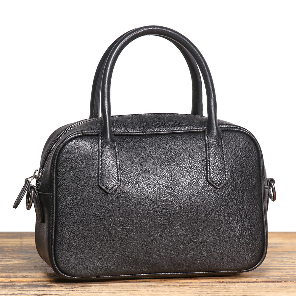Everyday Style Compact Top - Grain Leather Handbag – Babylon Leather - Babylon LeatherBabylon LeatherLJ150-Black