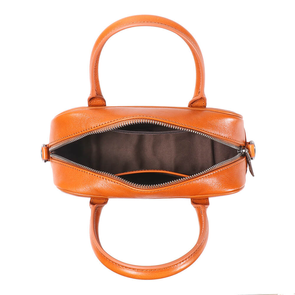 Everyday Style Compact Top - Grain Leather Handbag – Babylon Leather - Babylon LeatherBabylon LeatherLJ150-Coffee