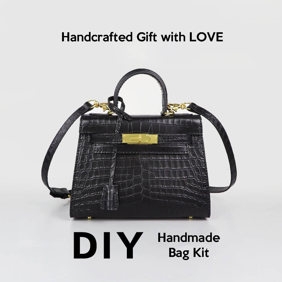 Kelly-Style Leather Bag DIY Kit with Crocodile Pattern Leather – Babylon Leather