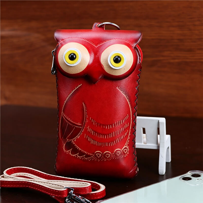 Cartoon Owl-Shaped Leather Phone Bag – Babylon Leather