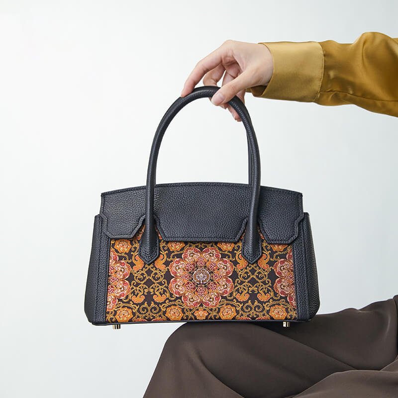 Flame Within Leather and Silk Handbag Crossbody Bag – Babylon Leather - Babylon LeatherBabylon LeatherTX212-Black