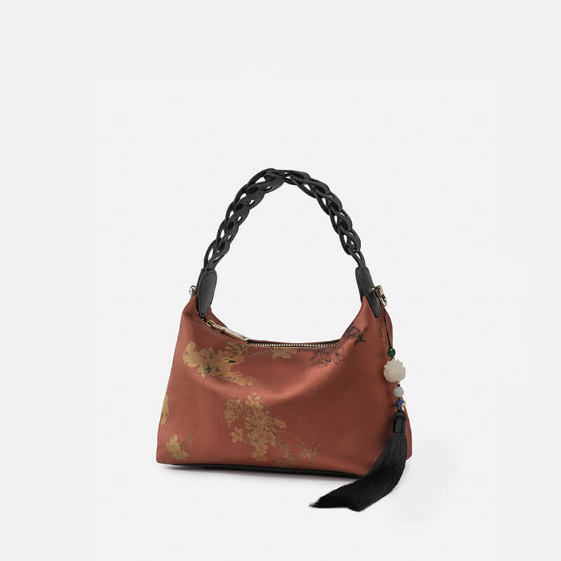 Flavors of Togetherness Leather & Silk Shoulder Handbag – Babylon Leather - Babylon LeatherBabylon LeatherTX043-Red