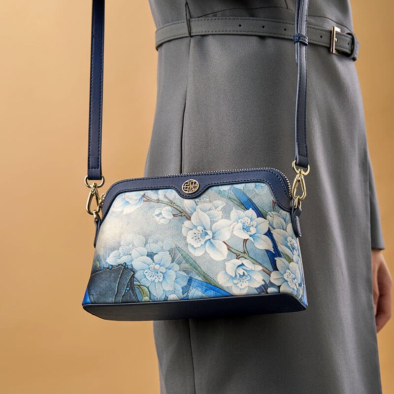 Floral Silk Satin Elegant Small Shoulder Crossbody Bag – Babylon Leather - Babylon LeatherBabylon LeatherTX034-Dark Blue