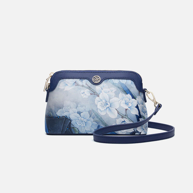 Floral Silk Satin Elegant Small Shoulder Crossbody Bag – Babylon Leather - Babylon LeatherBabylon LeatherTX034-Dark Blue