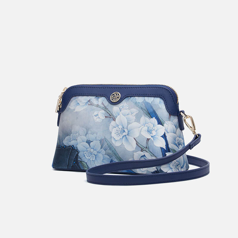 Floral Silk Satin Elegant Small Shoulder Crossbody Bag – Babylon Leather - Babylon LeatherBabylon LeatherTX034-Dark Blue