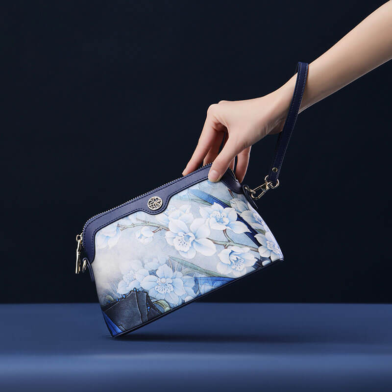 Floral Silk Satin Elegant Small Shoulder Crossbody Bag – Babylon Leather - Babylon LeatherBabylon LeatherTX034-Dark Blue