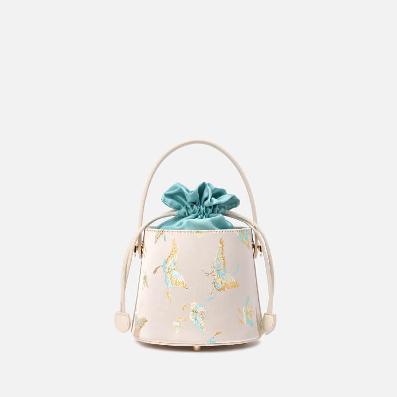 Flow of Grace Leather and Silk Bucket Bag – Babylon Leather - Babylon LeatherBabylon LeatherTX159-White