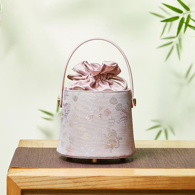 Flow of Grace Leather and Silk Handbag Bucket Bag – Babylon Leather - Babylon LeatherBabylon LeatherTX216-Pink