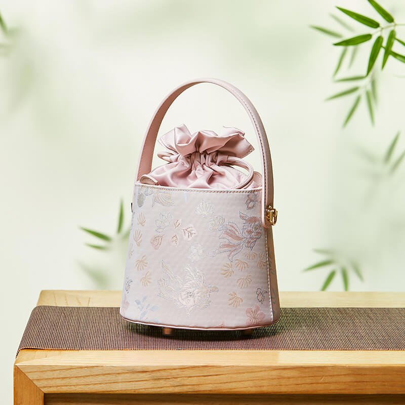Flow of Grace Leather and Silk Round Bucket Bag – Babylon Leather - Babylon LeatherBabylon LeatherTX160-Pink