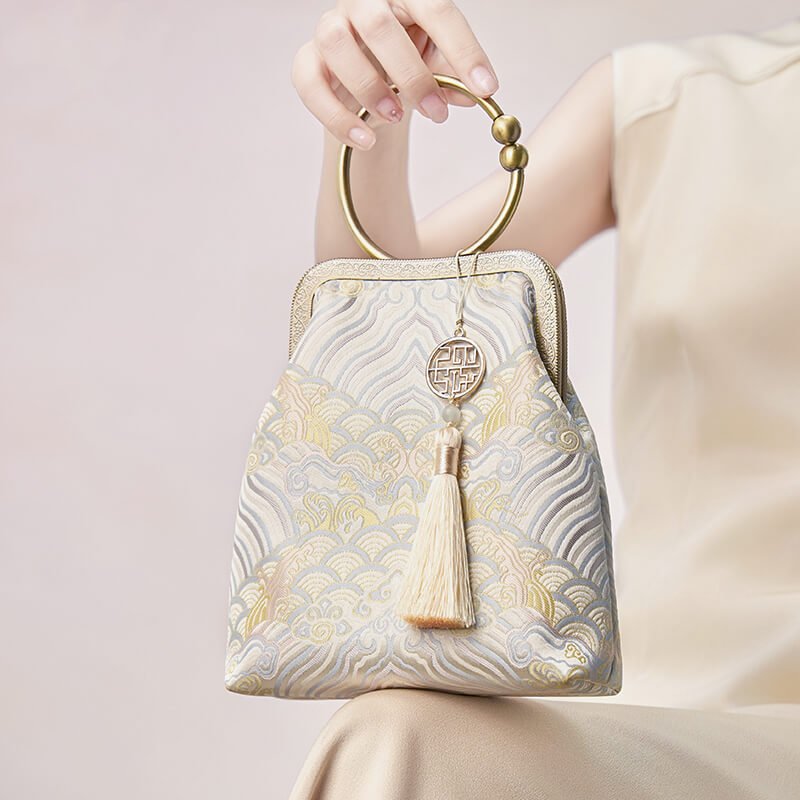 Flow of Grace Silk Handbag – Babylon Leather - Babylon LeatherBabylon LeatherTX153-White