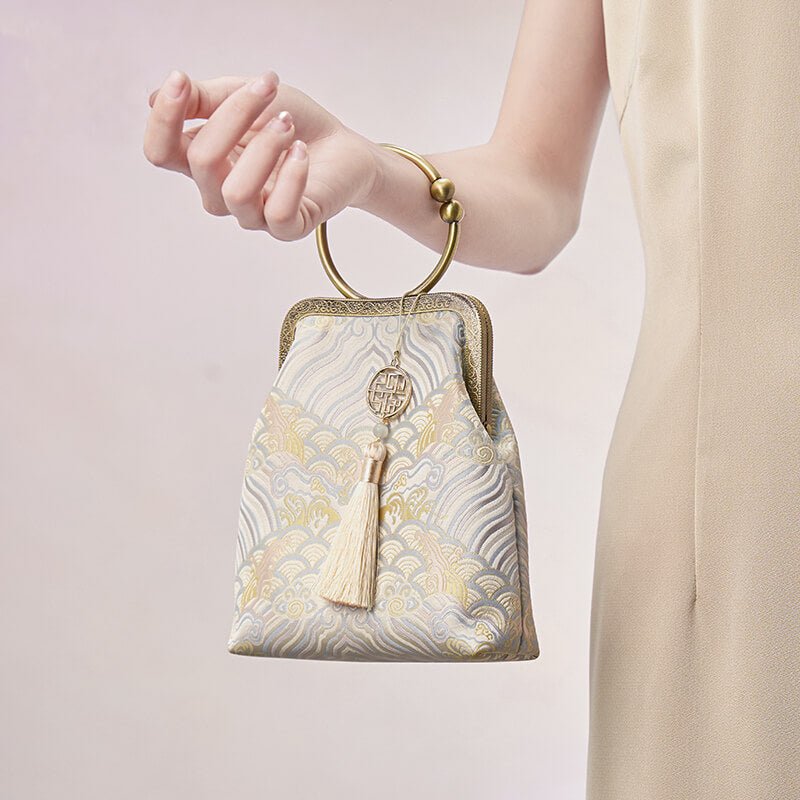 Flow of Grace Silk Handbag – Babylon Leather - Babylon LeatherBabylon LeatherTX153-White
