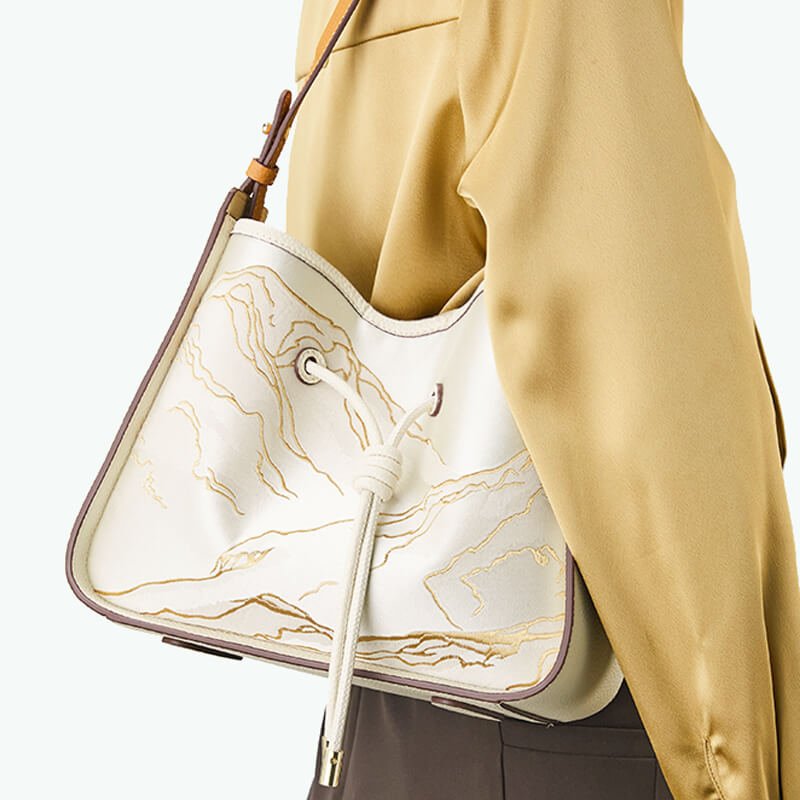 Flowing Ease Leather and Silk Tote Bag – Babylon Leather - Babylon LeatherBabylon LeatherTX173-White