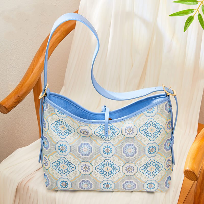 Flowing Ease Silk Handbag Tote Bag – Babylon Leather - Babylon LeatherBabylon LeatherTX171-Blue