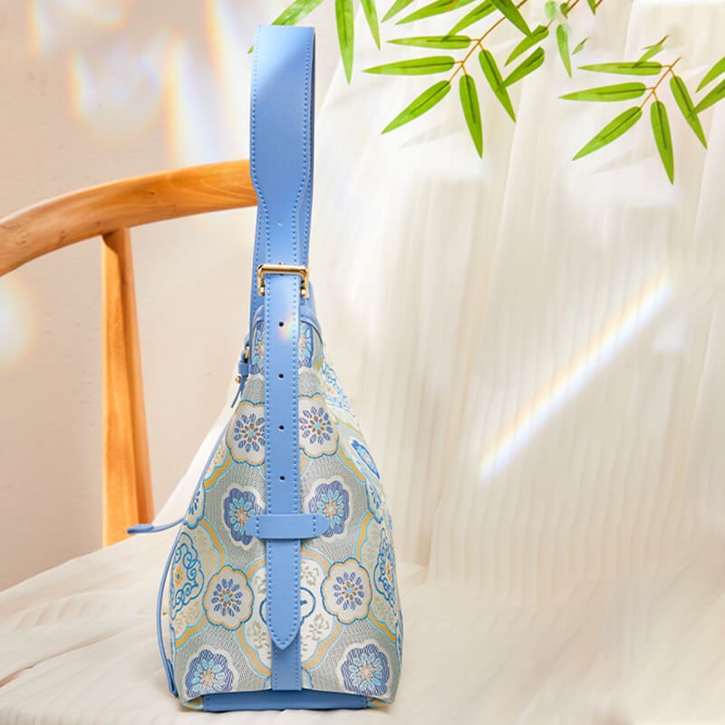 Flowing Ease Silk Handbag Tote Bag – Babylon Leather - Babylon LeatherBabylon LeatherTX171-Blue