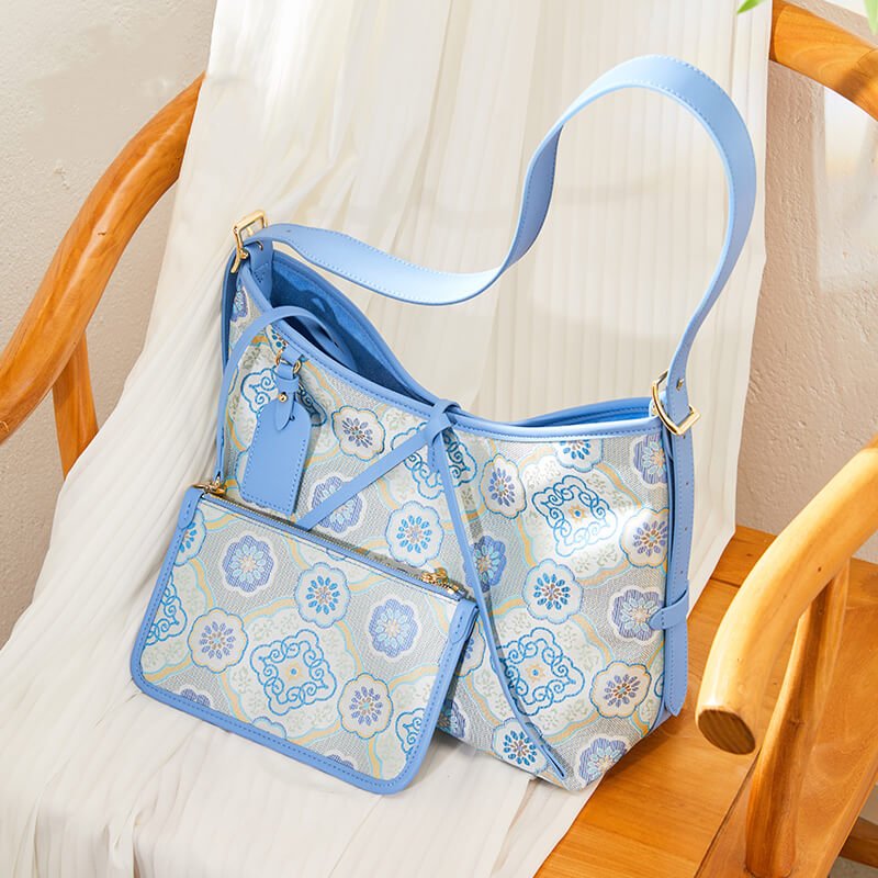 Flowing Ease Silk Handbag Tote Bag – Babylon Leather - Babylon LeatherBabylon LeatherTX171-Blue