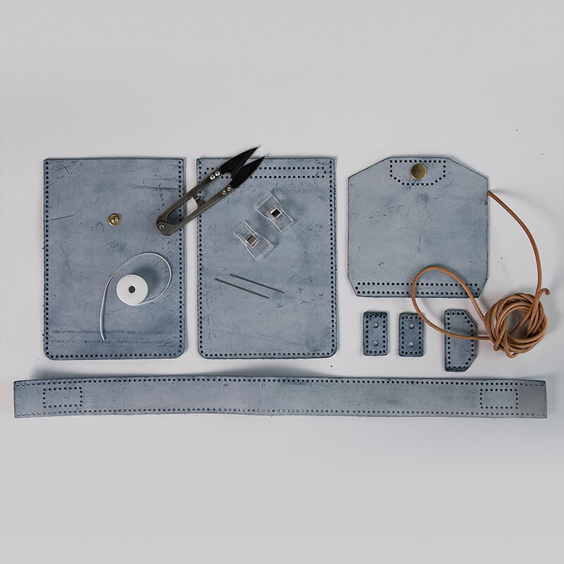 Fog Wax Leather Square Bag DIY Craft Kit – Babylon Leather - Babylon LeatherBabylon LeatherLZ51-Blue-Fog Wax Leather