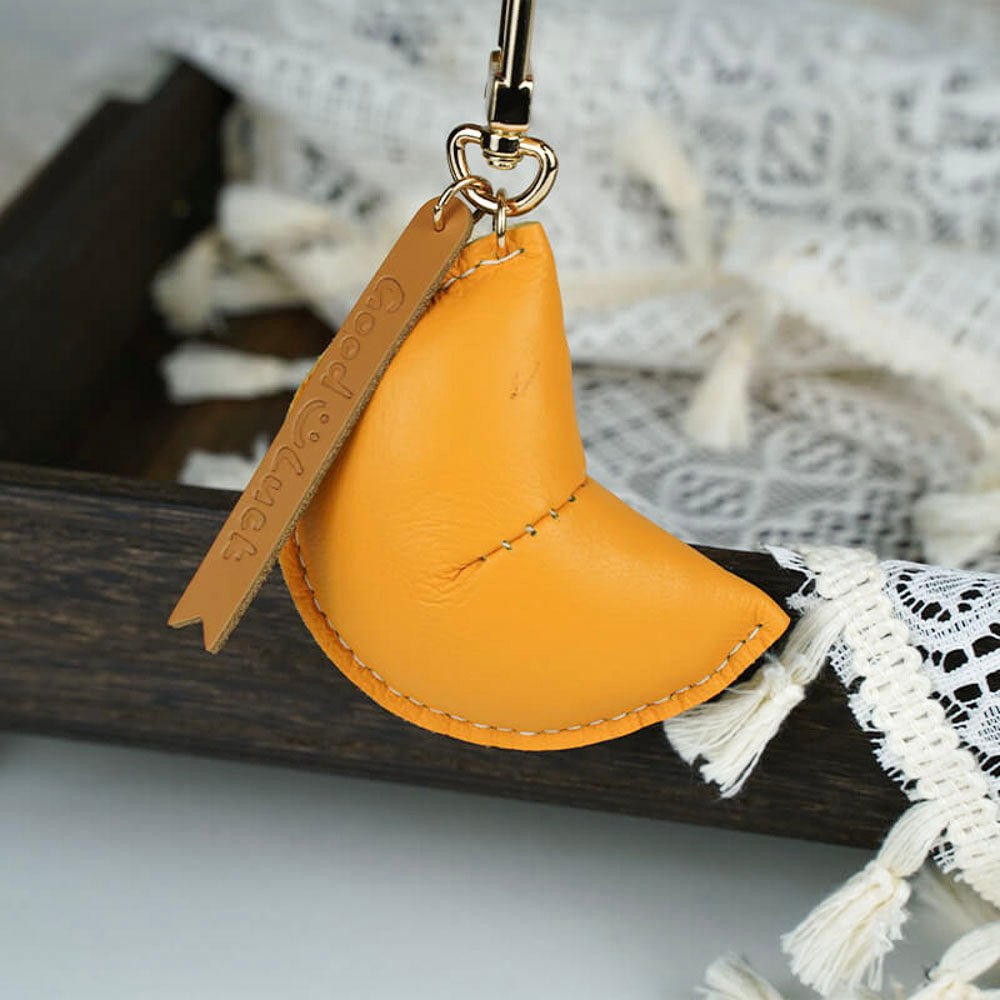 Fortune Cookie Shape Leather Charm – Babylon Leather - Babylon LeatherBabylon LeatherLL71-Yellow
