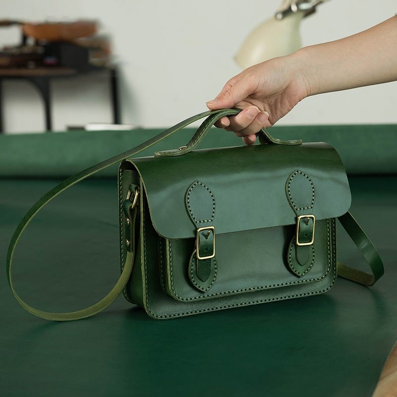 Full Grain Leather Satchel Bag DIY Kit – Babylon Leather - Babylon LeatherBabylon LeatherLZ52 - Dark Green - Vegetable - Tanned Leather