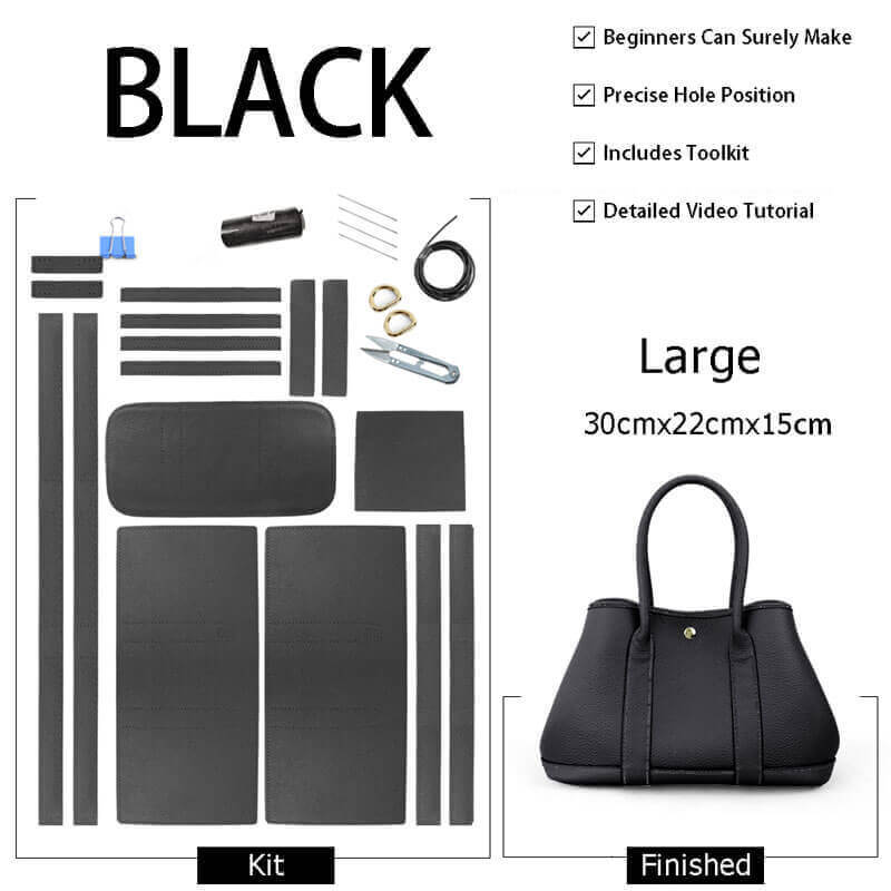 Garden Party Leather Tote Bag DIY Kit – Babylon Leather - Babylon LeatherBabylon LeatherSY05 - Black - Large - Color - Matched