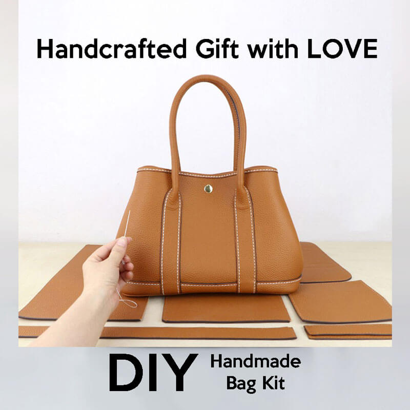 Garden Party Leather Tote Bag DIY Kit – Babylon Leather - Babylon LeatherBabylon LeatherSY05 - Caramel & White - Large - White