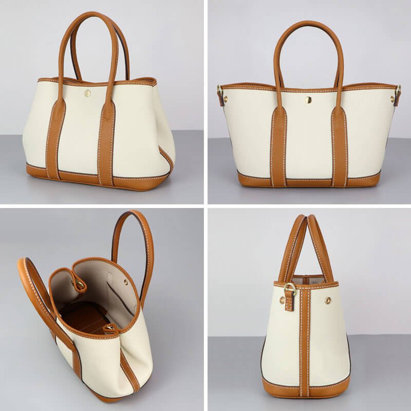 Garden Party Leather Tote Bag DIY Kit – Babylon Leather - Babylon LeatherBabylon LeatherSY05 - Caramel & White - Large - White