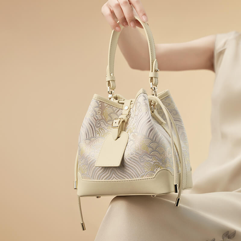 Gathered Grace Leather and Silk Handbag – Babylon Leather - Babylon LeatherBabylon LeatherTX168-Light Yellow