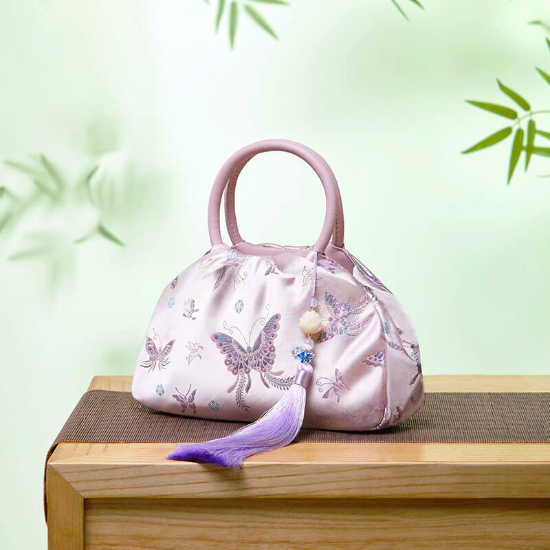Gentle Bloom Silk Handbag – Babylon Leather - Babylon LeatherBabylon LeatherTX163-Pink